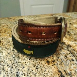 Vintage Masters Golf Belt Canvas & Leather Augusta National Mens Size 38 Green